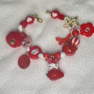 Hello Kitty Red and Gold Kids Charm Bracelet
